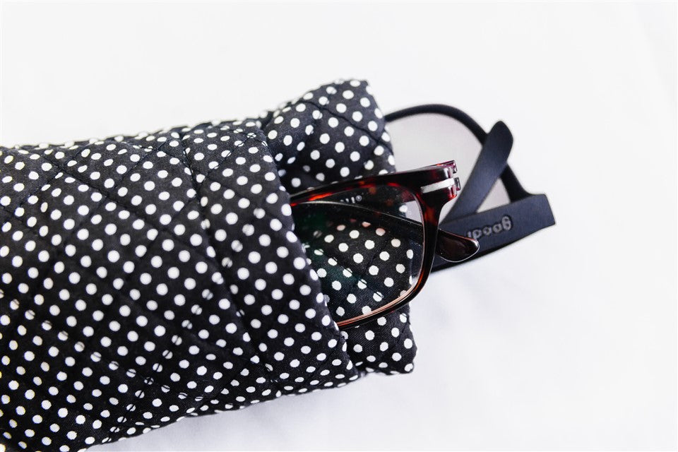 Double Eyeglasses and Sunglasses Pouch, Quilted Cotton
