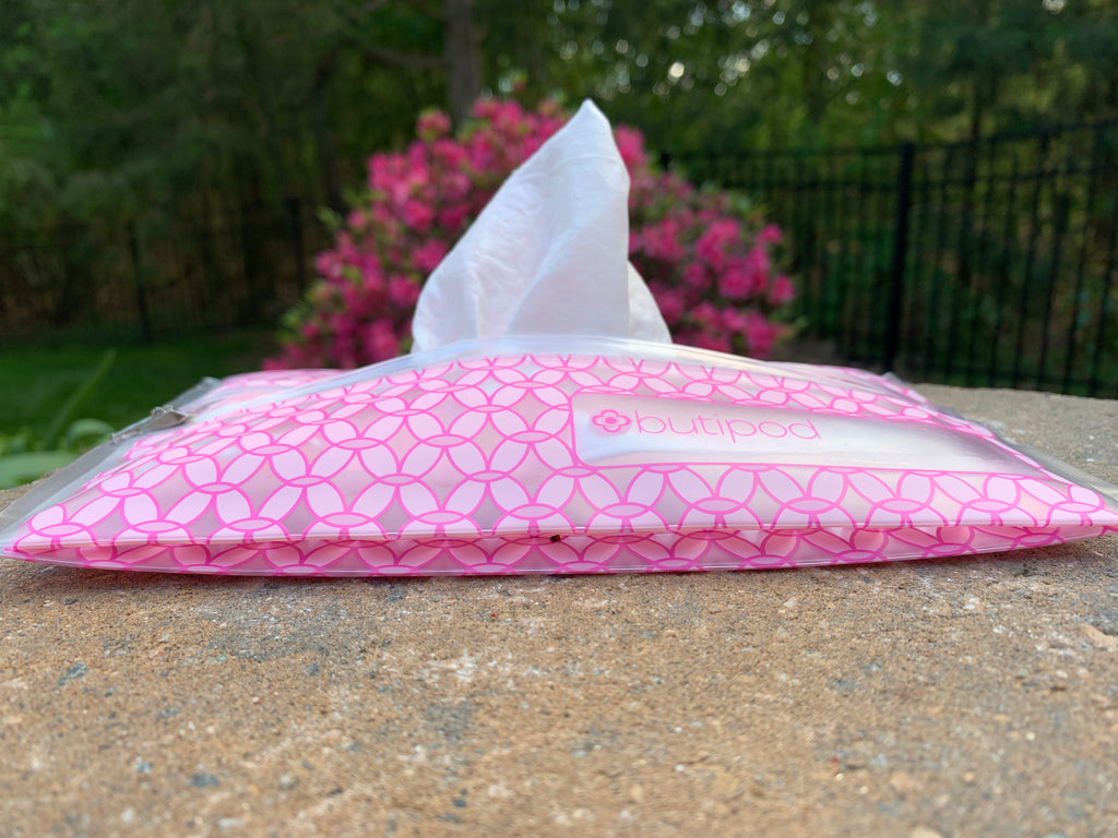 buti-pod zip travel wipes cases | blush pink tiles | 2-pack