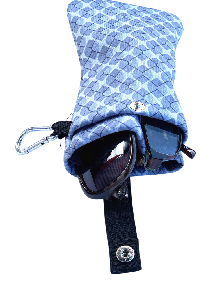 Double Eyeglasses and Sunglasses Pouch, Sporty with Clip