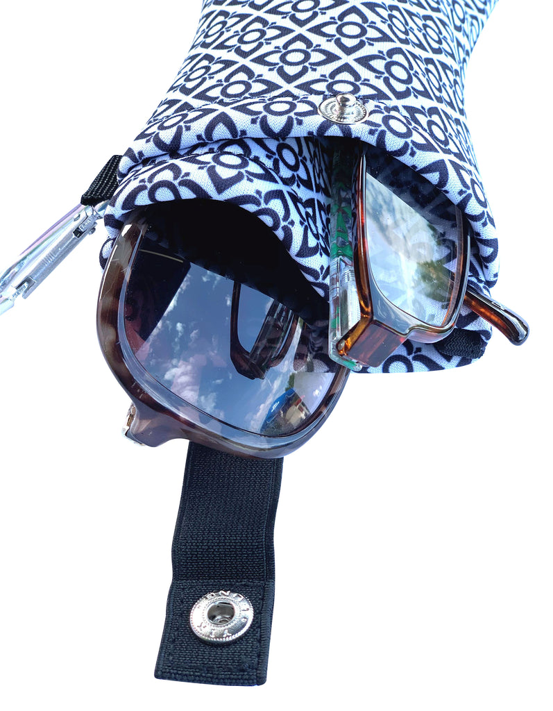 Double Eyeglasses and Sunglasses Pouch, Sporty with Clip