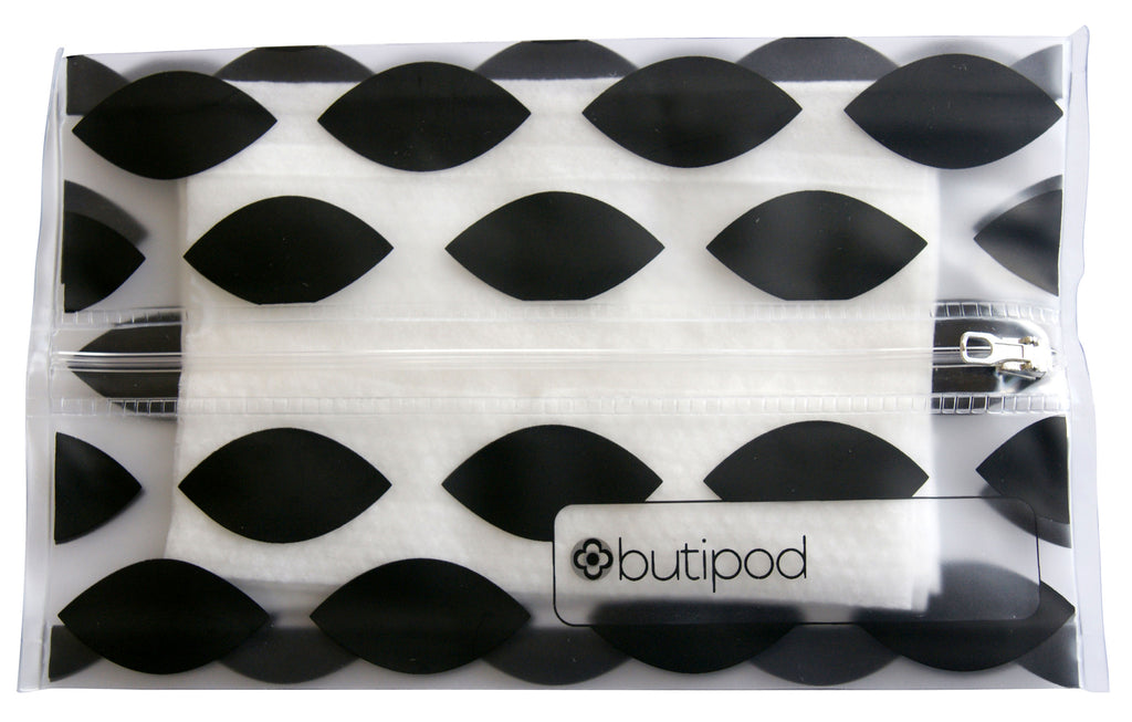 buti-pod zip | black oval & rings | 2-pack