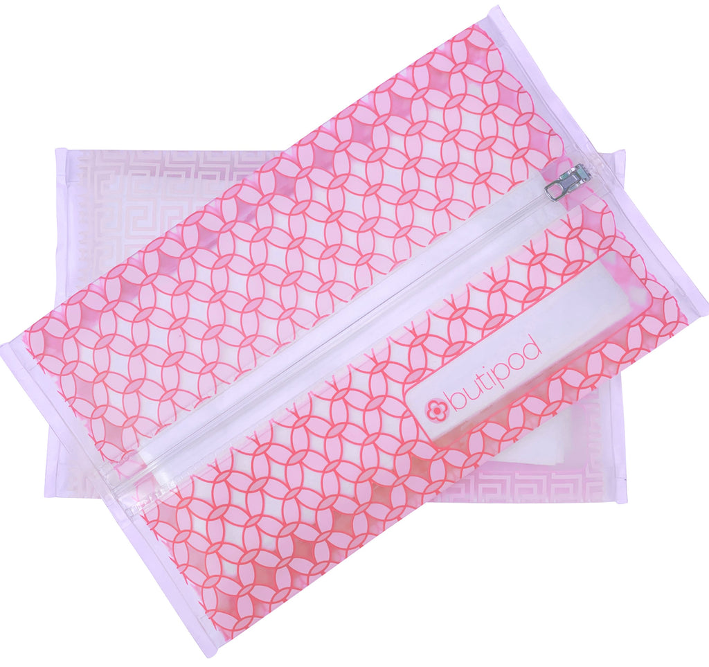 buti-pod zip travel wipes cases | blush pink tiles | 2-pack